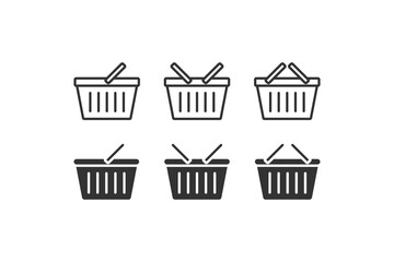 Basket icon. Market hand basket illustration symbol. Sign shopping basket vector