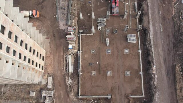 View of the construction site, aerial shot