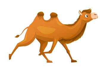 Brown Camel as Even-toed Ungulate Desert Animal Running Vector Illustration