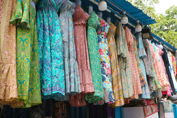 Shop with Indian women's dresses in Rishikesh.