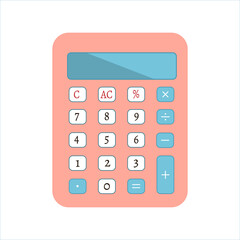 Dark electronic calculator. The numeric keypad is a mathematical device. Vector illustration, flat style.