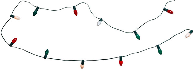 Isolated red green and white festive holiday lights string of c9 bulbs