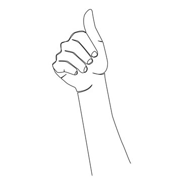 recommend clip art: continuous single line drawing of thumbs up gesture, line art vector illustration