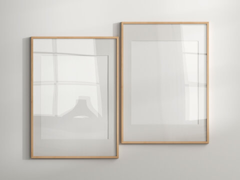 Wood frame mockup, 3d render