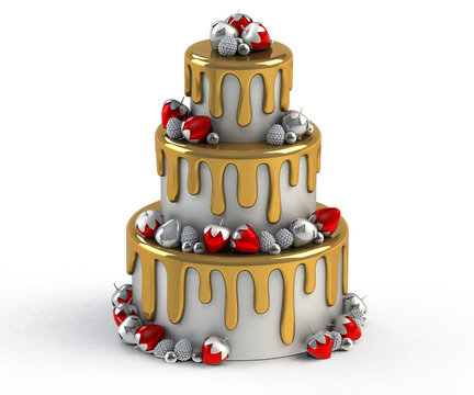 3-Tier Cake Gold Icing