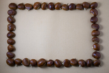 square frame made up of chestnuts placed in a row