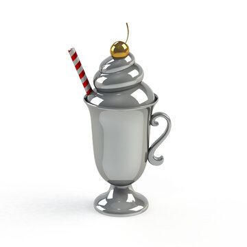 Coffee with Whipped Cream and Gold Cherry