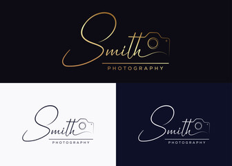 smith signature camera icon photography logo template.
