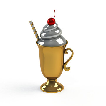 Coffee with Whipped Cream and Red Cherry