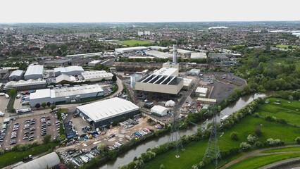 Enfield Power station, Brimsdown, UK Aerial drone