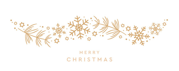 merry christmas greeting card with snowflake fir branches border