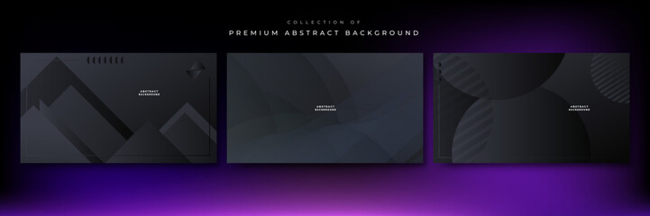 Set of abstract black background. Vector abstract graphic design banner pattern presentation background wallpaper web template.