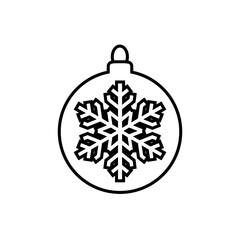 Christmas bulb line icon. Christmas tree ball or bulble decorated with snowflake. Vector Illustration