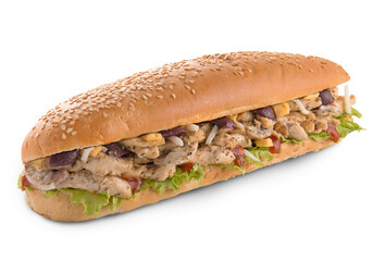 Italian Chicken sandwich with cheese, tomato and olive