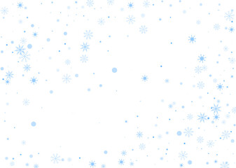 Snowflakes. Snow, snowfall. Falling scattered blue snowflakes on a white background. Vector
