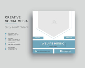 Digital marketing agency social media post and Square web banner template