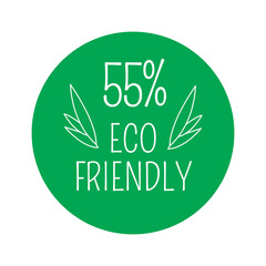 55% Eco-friendly, green round sticker.