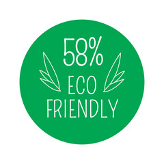 58% Eco-friendly, green round sticker.