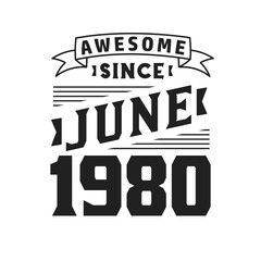 Awesome Since June 1980. Born in June 1980 Retro Vintage Birthday