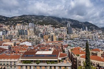 Beautiful panoramic view on Monaco at daytime. Principality of Monaco.