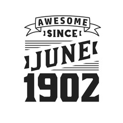 Awesome Since June 1902. Born in June 1902 Retro Vintage Birthday