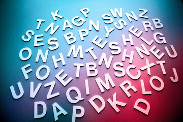 Mixed letters pile closeup photo
