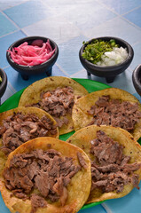 Sirloin tacos, corn tortilla, mexican food, mexican food.