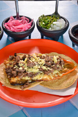 Taco chilaca mexican food with sauce horizontal
