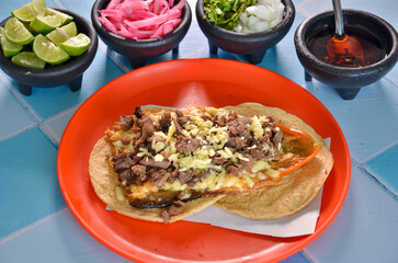 Taco chilaca mexican food with sauce horizontal