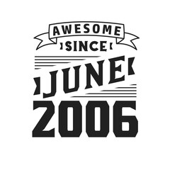 Awesome Since June 2006. Born in June 2006 Retro Vintage Birthday