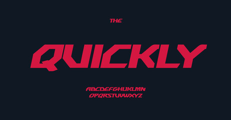 Quickly geometric alphabet. Wide bold italic font, contemporary type for modern futuristic logo, esport headline, game title, car monogram, lettering. Minimal style letters, vector typographic design © artyway