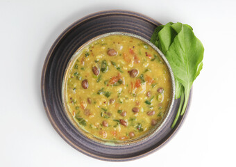 Healthy Dal Palak or yellow Toor Spinach Daal recipe also known as Patal Bhaji in India,