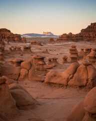 Sunset light at the Goblin Valley State Park, Utah