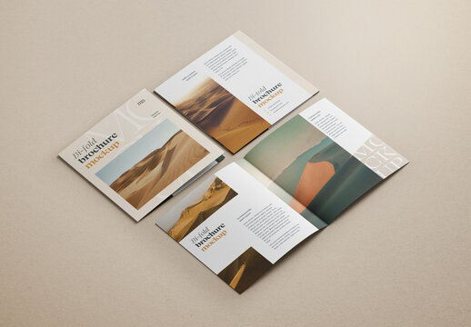Square Bifold Brochure Mockup