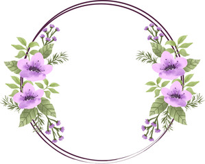 elegant purple watercolor flower wreath decoration