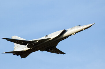 Fototapeta na wymiar Tu-160 strategic bomber of the Russian armed forces. Flight trai