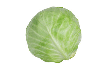 Obraz premium Green round cabbage isolated on white background. Close up of cabbagehead.