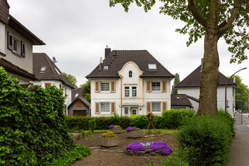 Fototapeta na wymiar family house with garden in garden