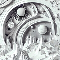 Scherenschnitt Papercut Papercraft Papierkunst Papiermotive 3D AI Digital Digital Art Motive aus Papier Rendering Background Backdrop