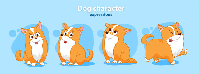 Cute dog character expressions