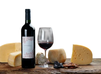 Rolgordijnen Red wine with cheese © lcrribeiro33@gmail