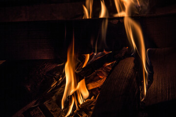 cosy winter fireplace, fire flame