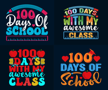 100 Days School T-Shirt Design Bundle 
