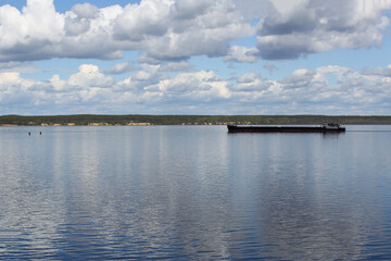 landscape, barge on the river