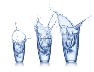 water splash in glasses isolated