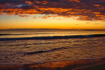 A peaceful sunrise on the beach of the Costa Azahar