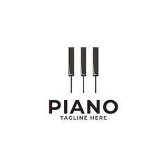 Piano music logo template design