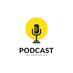 Podcasts. Flat vector illustration, icon, logo design on a white background.