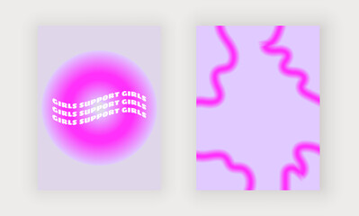 Pink neon lines wall art prints with wavy text quote
