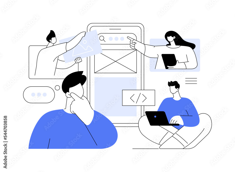 Poster web application design abstract concept vector illustration.